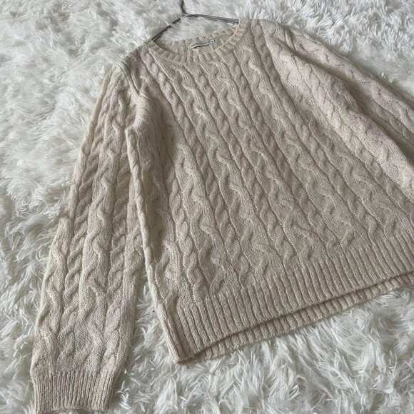Ecolo Cable Knit Mohair Blend Sweater Cream - Picture 4 of 5